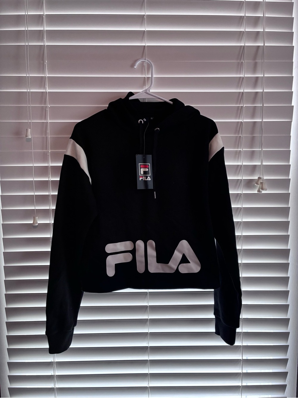 FILA Black Hoodie with White Logo - Sweater